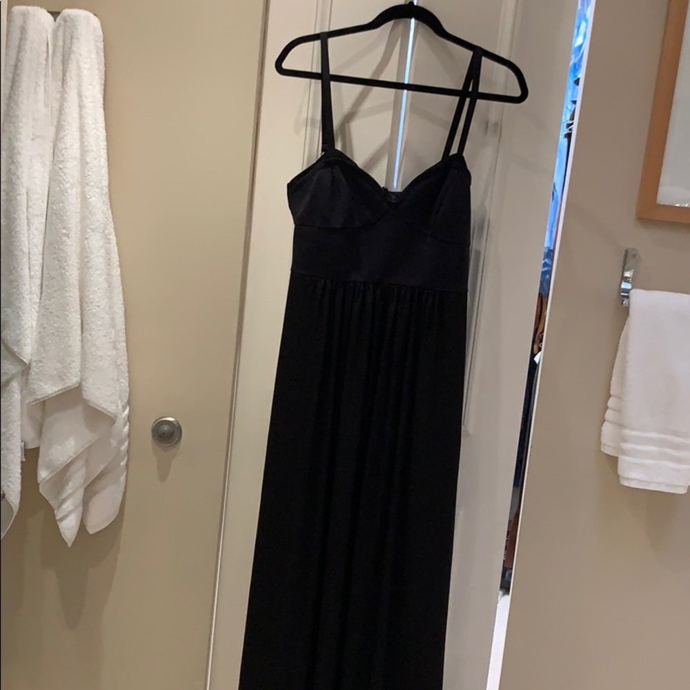 Long black BCBG dress with spaghetti straps